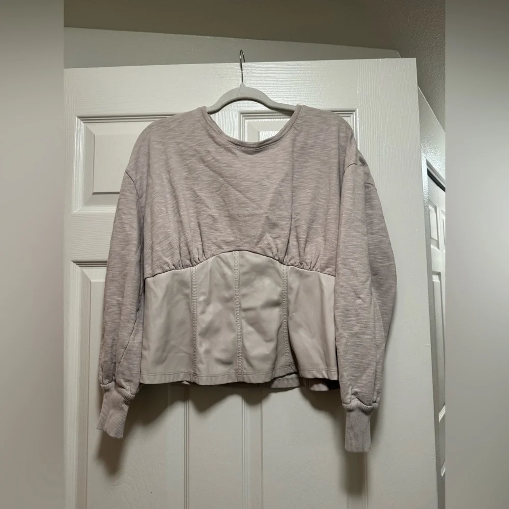 Anthropologie Women’s Pilcro Faux Leather Corset Sweater - Picture 5 of 15